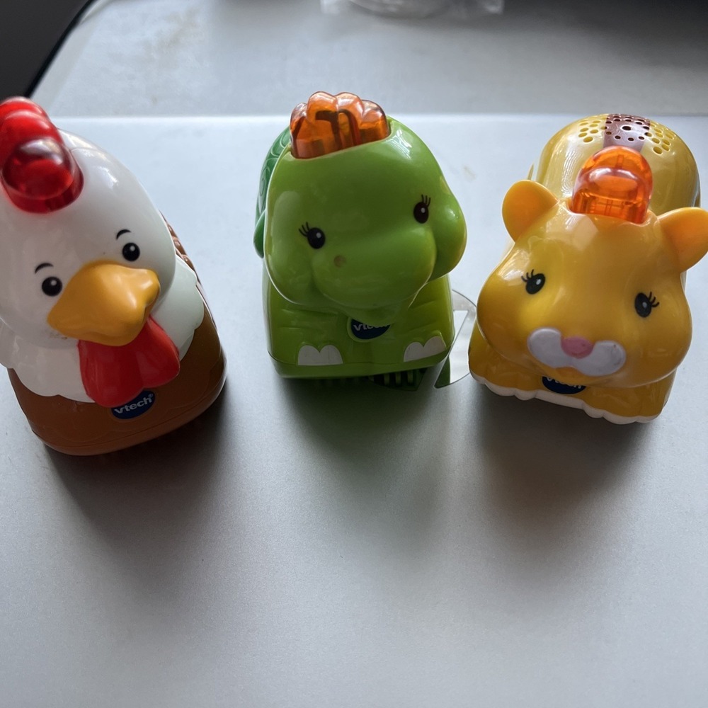 VTech Go Go Smart Animals Turtle Rooster Hamster Lot Set 3 Working Condition